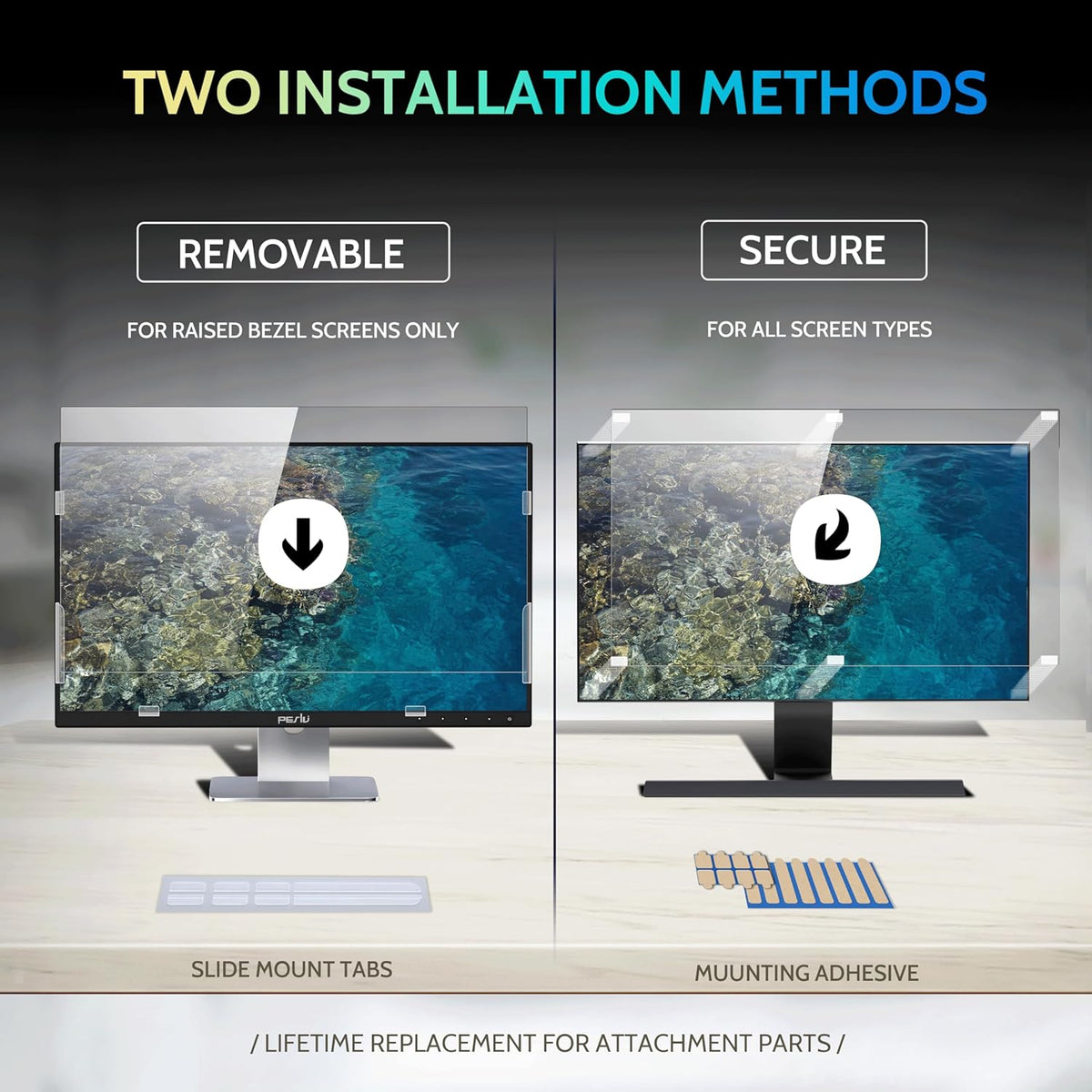 [2-Pack] 23.6 Inch Privacy Screen for Computer Monitor 16:9 Aspect Ratio, Eye Protection Anti Blue Light Glare Shield, 23.6inch Removable Black Blackout Anti Spy Desktop Security Private Filter
