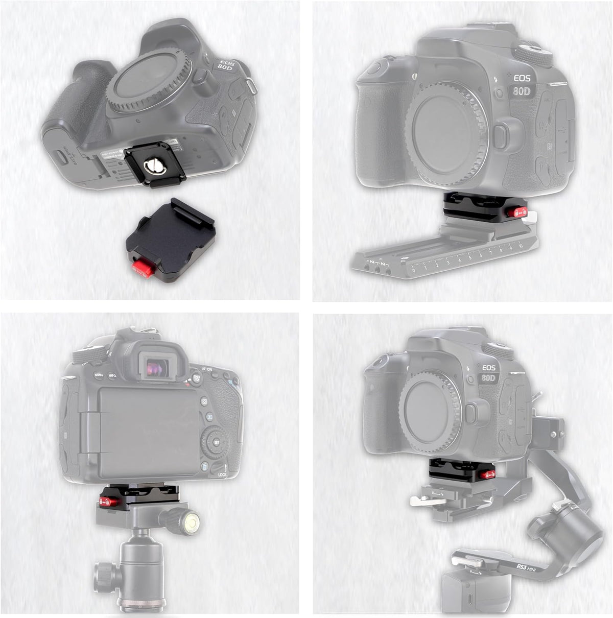 FocusFoto Quick Release Plate Kit, Camera Tripod Mount QR Plate and Rapid Connect Clamp Adapter for DSLR/Mirrorless