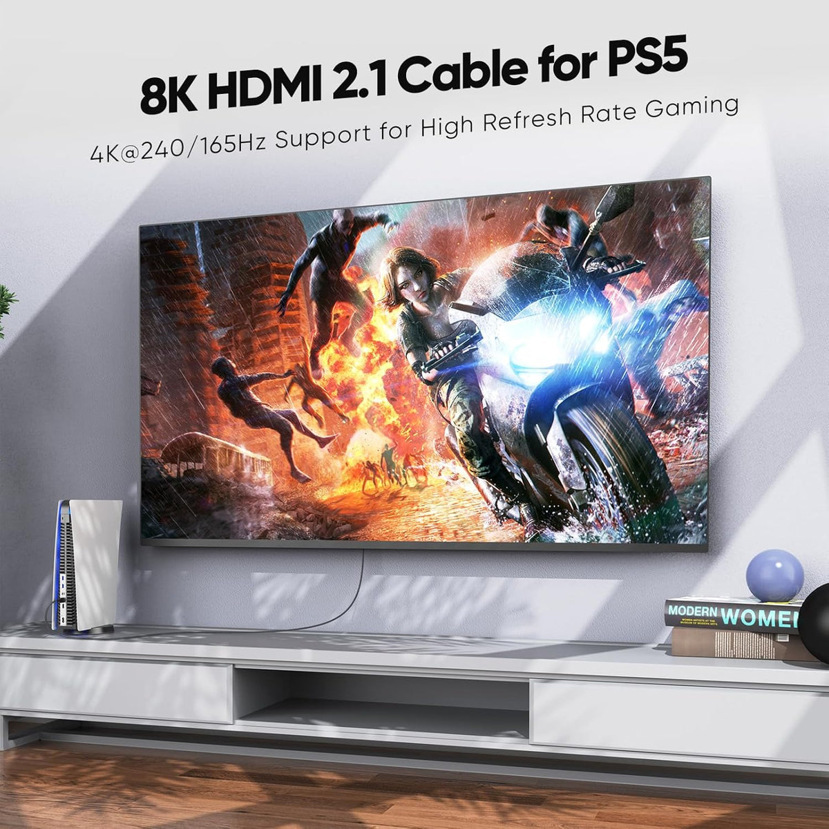 8K 5-Pack 6FT, 2.1 48Gbps 8K@60Hz 4K@240Hz/165/144Hz, PS4/PS5, HDMI Cable HDMI Cord Ultra High Speed Braided Cable