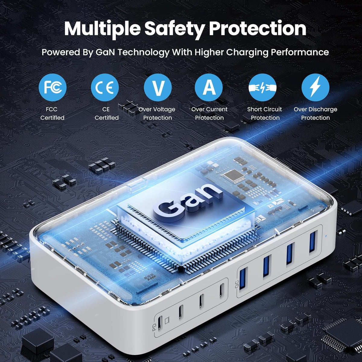 USB C Charger 200W USB C Charger Block,Upgraded GaN III 8-Port Fast Charging Station Hub,PD 65W Laptop Charging Adapter Compatible with MacBook Pro/Air,DELL,Steam Deck,iPhone 16/15/14,Galaxy S23/22
