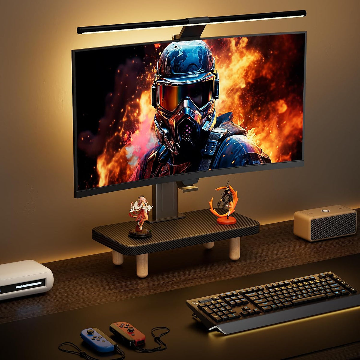 16Inch Single Monitor Stand Riser, Wood Desk Organizer with Monitor Stand & Storage Computer Monitor and Laptop Riser