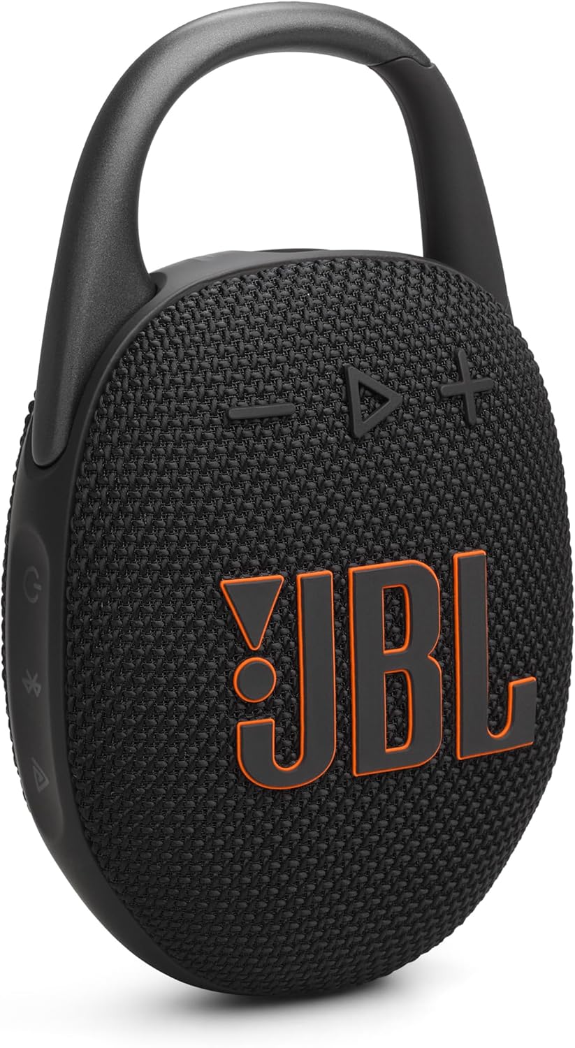 JBL Clip 5 - Ultra-Portable, Waterproof & Dustproof Bluetooth Speaker, Big Pro Sound with Punchy bass, Integrated Carabiner, Up to 12 Hours of Play, Made in Part with Recycled Materials (Black)