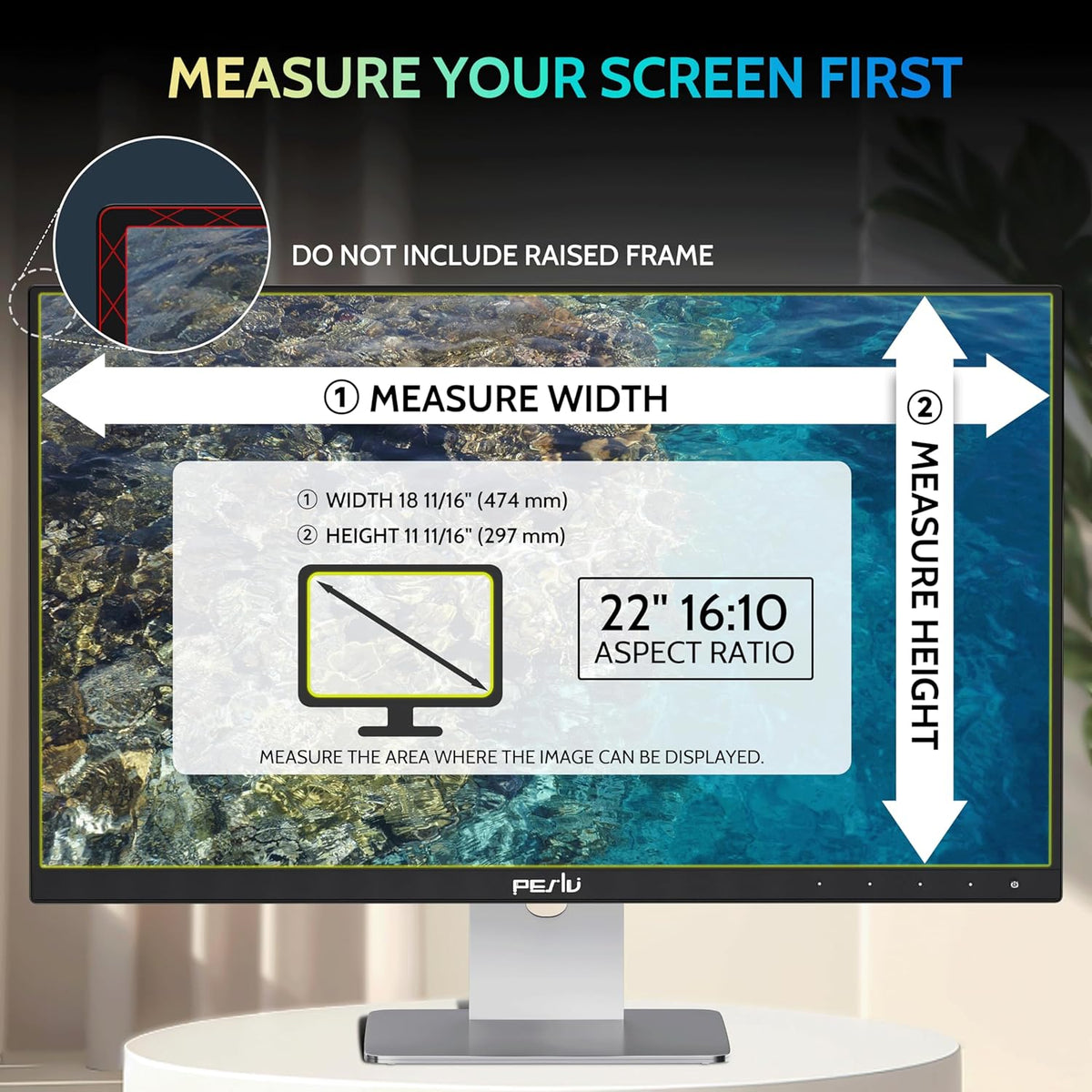 [2-Pack] 22 Inch Privacy Screen for Computer Monitor 16:10 Aspect Ratio, Eye Protection Anti Blue Light Glare Shield, 22inch Removable Black Blackout Anti Spy Desktop Security Private Filter