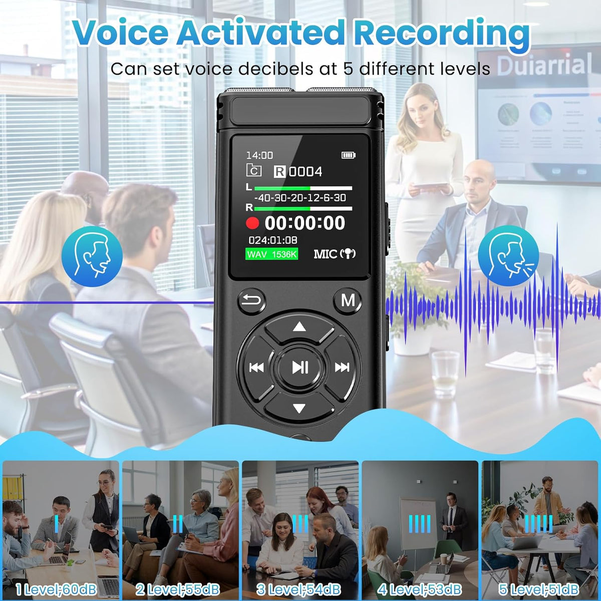 136GB Digital Voice Recorder with Playback,9000 Hours Audio Recording Device,Voice Activated Recorder with Noise Reduction,A-B Repeat,Mp3 Player and Password for Lectures Meeting/Classes/Interviews