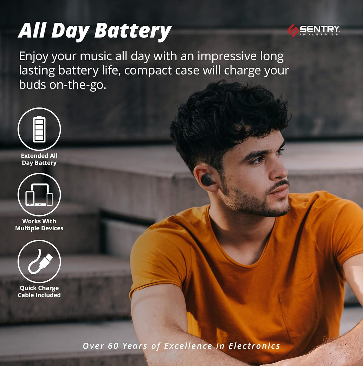 '-20 18 SENTRY OSE Dot Bluetooth Wireless Earbuds, Active Noise Canceling, dB Sound Reduction, Charging Case, Up