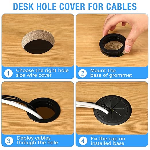 BOPOREAE 8 Pcs Desk Grommet 2" (50mm), Desk Hole Cover for Cables