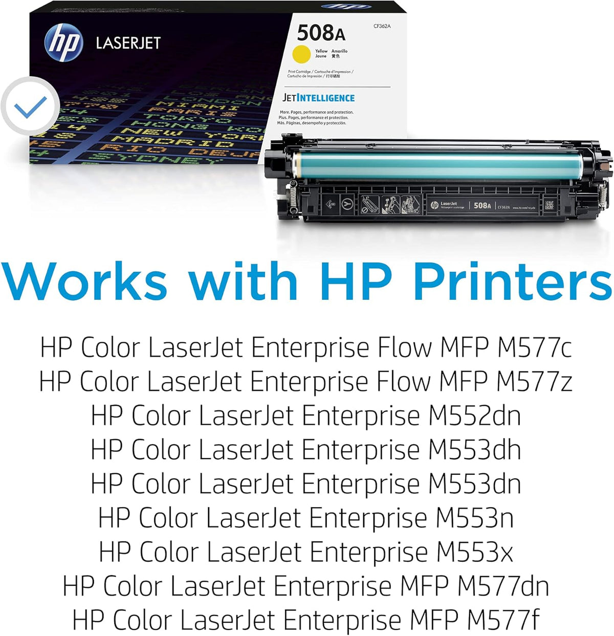 HP 508A Yellow Toner Cartridge | Works with HP Color LaserJet Enterprise M552, M553, HP Color LaserJet Enterprise MFP M577 Series | CF362A
