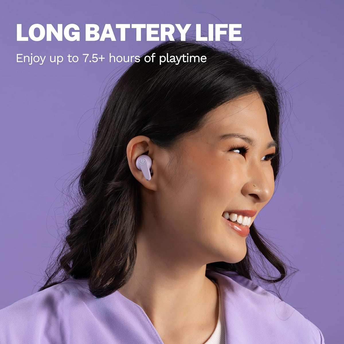 JLab Go Pods ANC True Wireless Bluetooth Earbuds & Charging Case, Hybrid Active Noise canceling + Be Aware for Safe Listening, 26+ Hours Total Playtime, Clear Calls, Custom Sound via App, Lilac