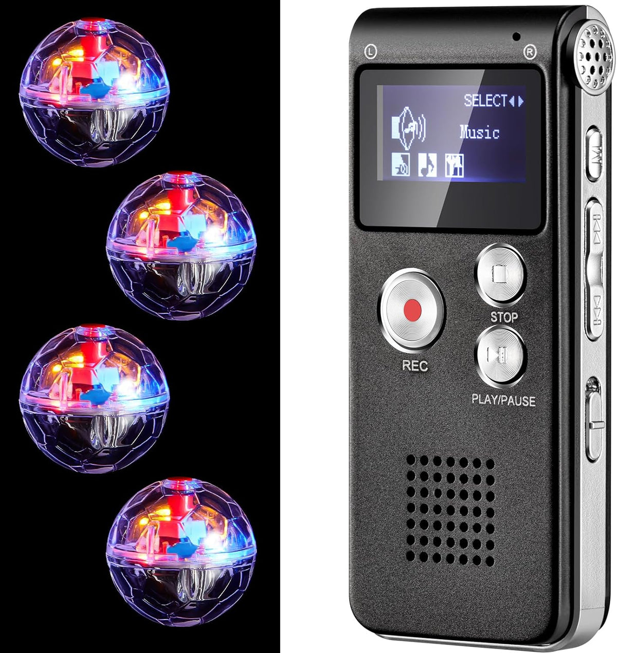 Dunzy 5 4 Pcs EVP Recorder Ghost Hunting Kit Paranormal Digital Voice Recorders with LED Motion Activated Cat Balls