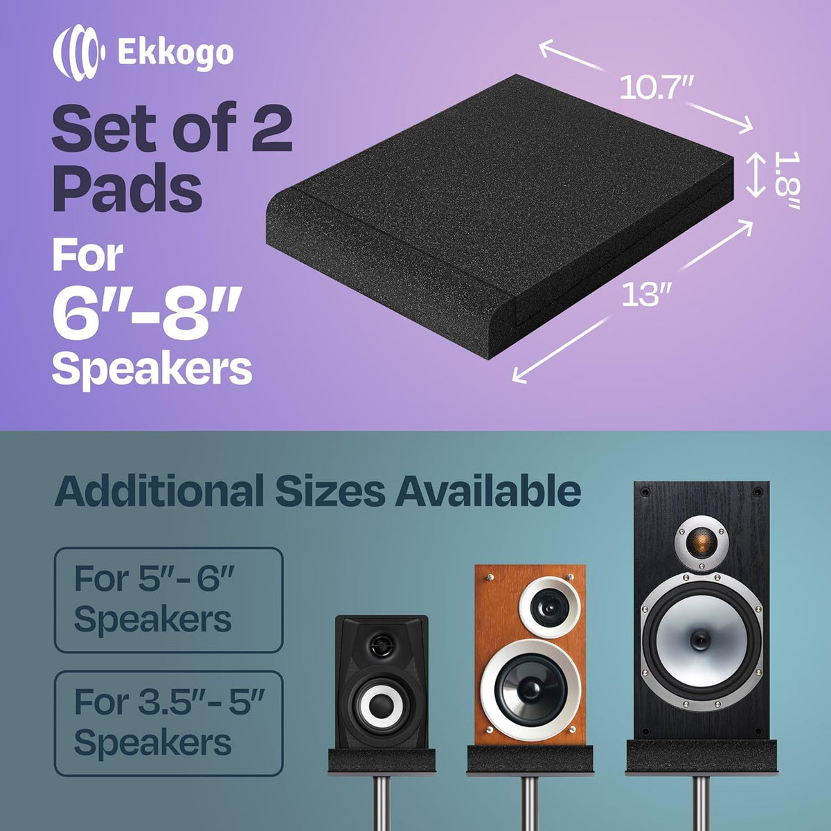 Pair of Studio Monitor Isolation Pads Premium Acoustic Foam to Elevate Audio Ideal Speaker Foam for 6.5-8 Inch Speakers Enhanced with Vibredux HD Foam for Superior Isolation