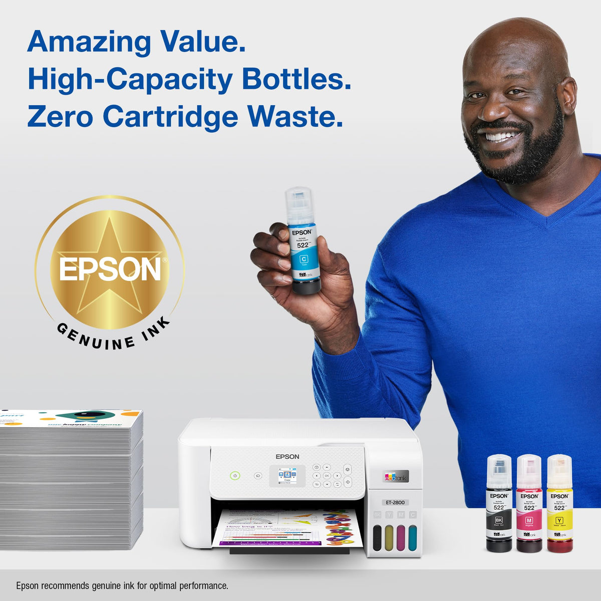 Epson 522 EcoTank Ink Ultra-high Capacity Bottle Magenta (T522320-S) Works with ET-2400, 2720, 2800, 2803, 2840, 4700, 4800, 4810
