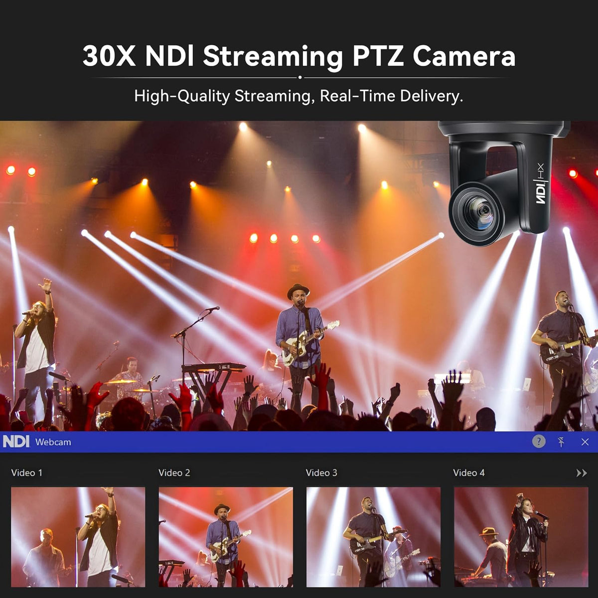 NDI AI Auto-Tracking IP PTZ Camera SDI/HDMI/USB3.0/LAN PoE 30X Optical + 16X Digital Zoom 1080P 60fps for Live Streaming Church Services Education Video Conference with OBS vMix and More