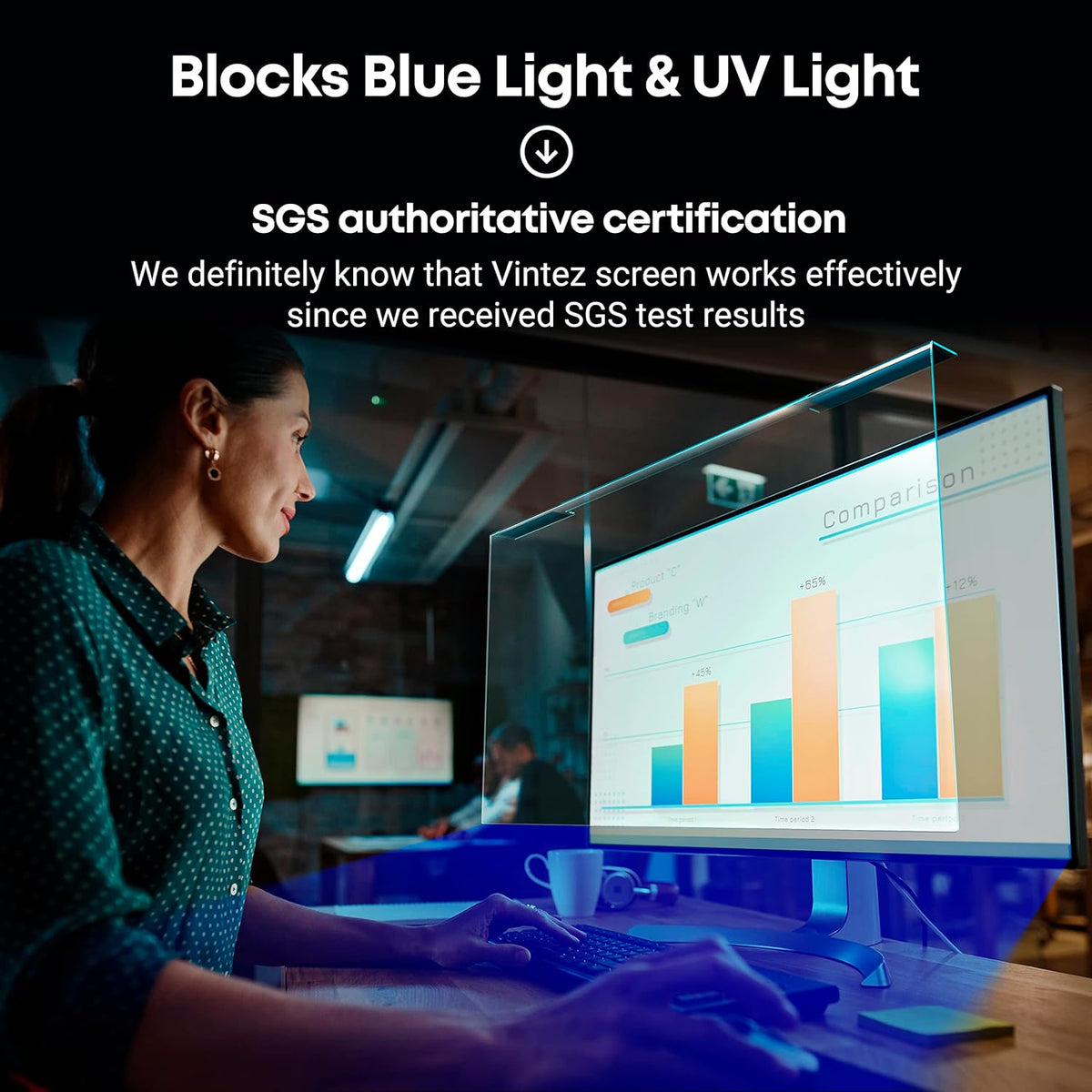 VINTEZ Blue Light Screen Protector for 31.5, 32 Inch Computer Monitor and Laptop – Anti-UV Blue Light Blocking Film for Desktop PC, Eye Protection Filter, 28.2" x 16.5", 1 Pack