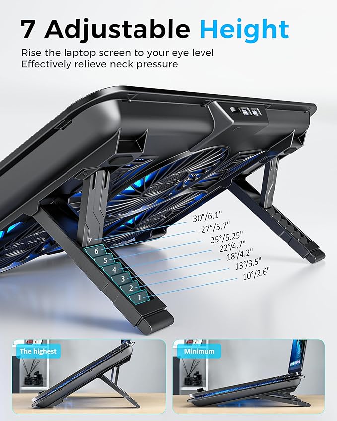 AICHESON RGB Lights AA2 Laptop Cooler and 003 Blue Laptop Cooling Pad Set