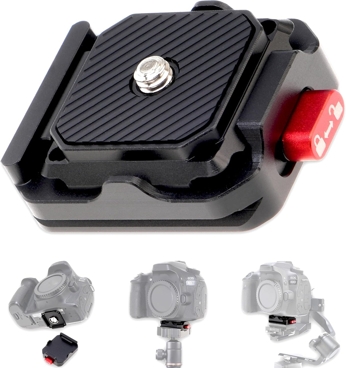FocusFoto Quick Release Plate Kit, Camera Tripod Mount QR Plate and Rapid Connect Clamp Adapter for DSLR/Mirrorless