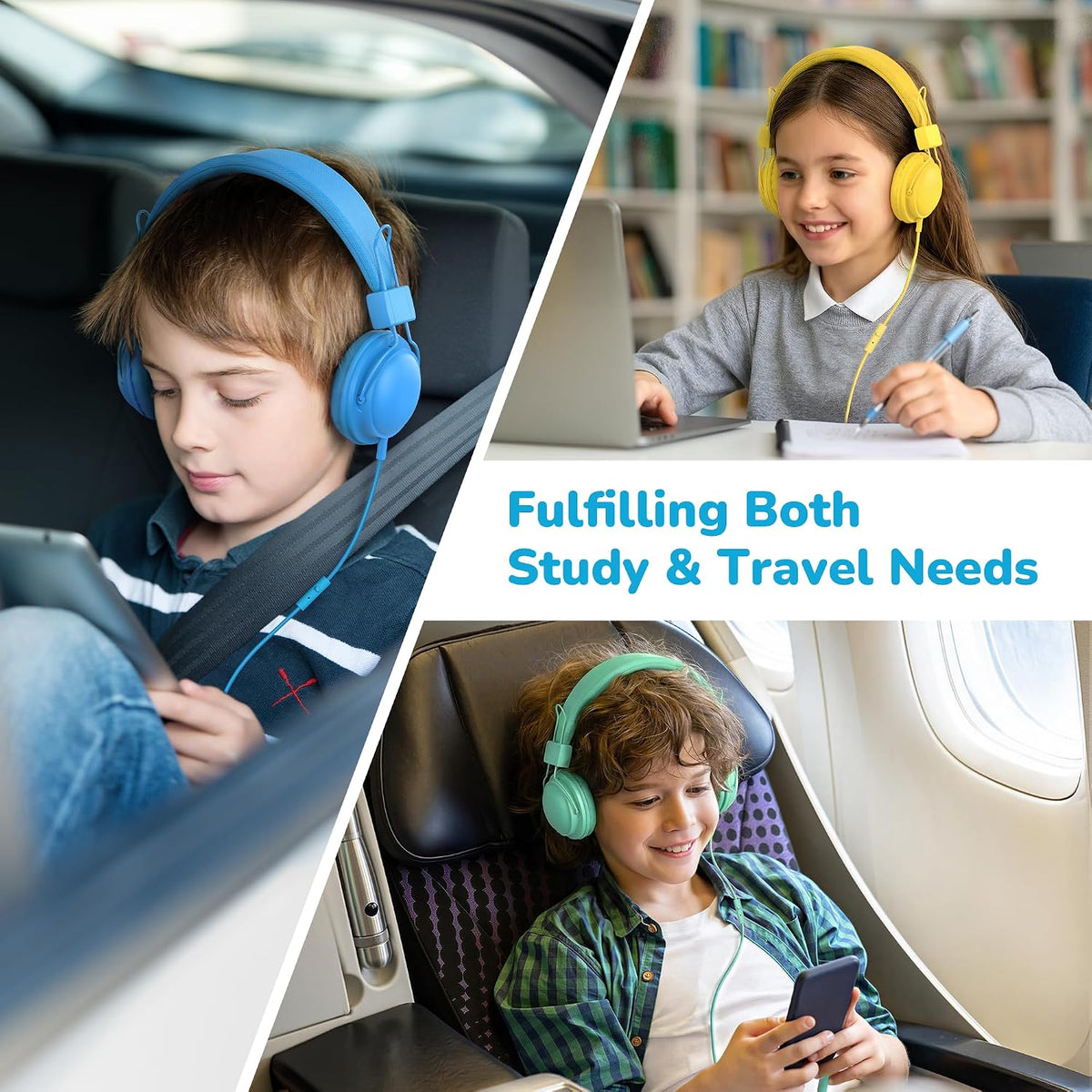 5-Pack K-12th 85dB 3.5mm AILIHEN Kids Headphones Wired Bulk for Grade, School & Classroom, with Microphone, Volume