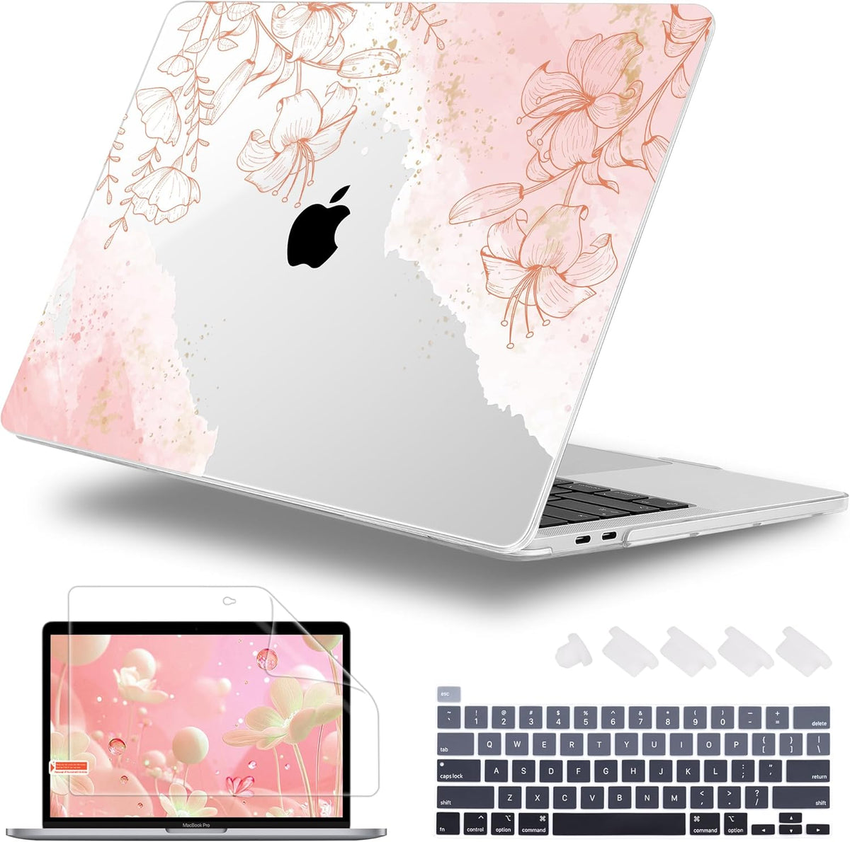 for MacBook Pro 16 inch Case 2019 2020 Release Model A2141, Plastic Hard Shell Cover with Keyboard Cover for MacBook Pro 16 inch with Touch Bar & Touch ID - Watercolor Floral