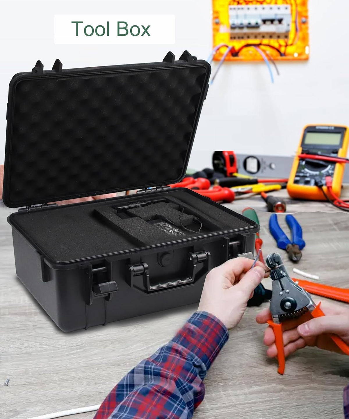 Hard Case with Foam Camera Hard Case Large Waterproof Protective Case Travel Camera Cases Hard Shell Equipment Foam Case for Electronics, 16" L x 11.8" W x 6.5" H