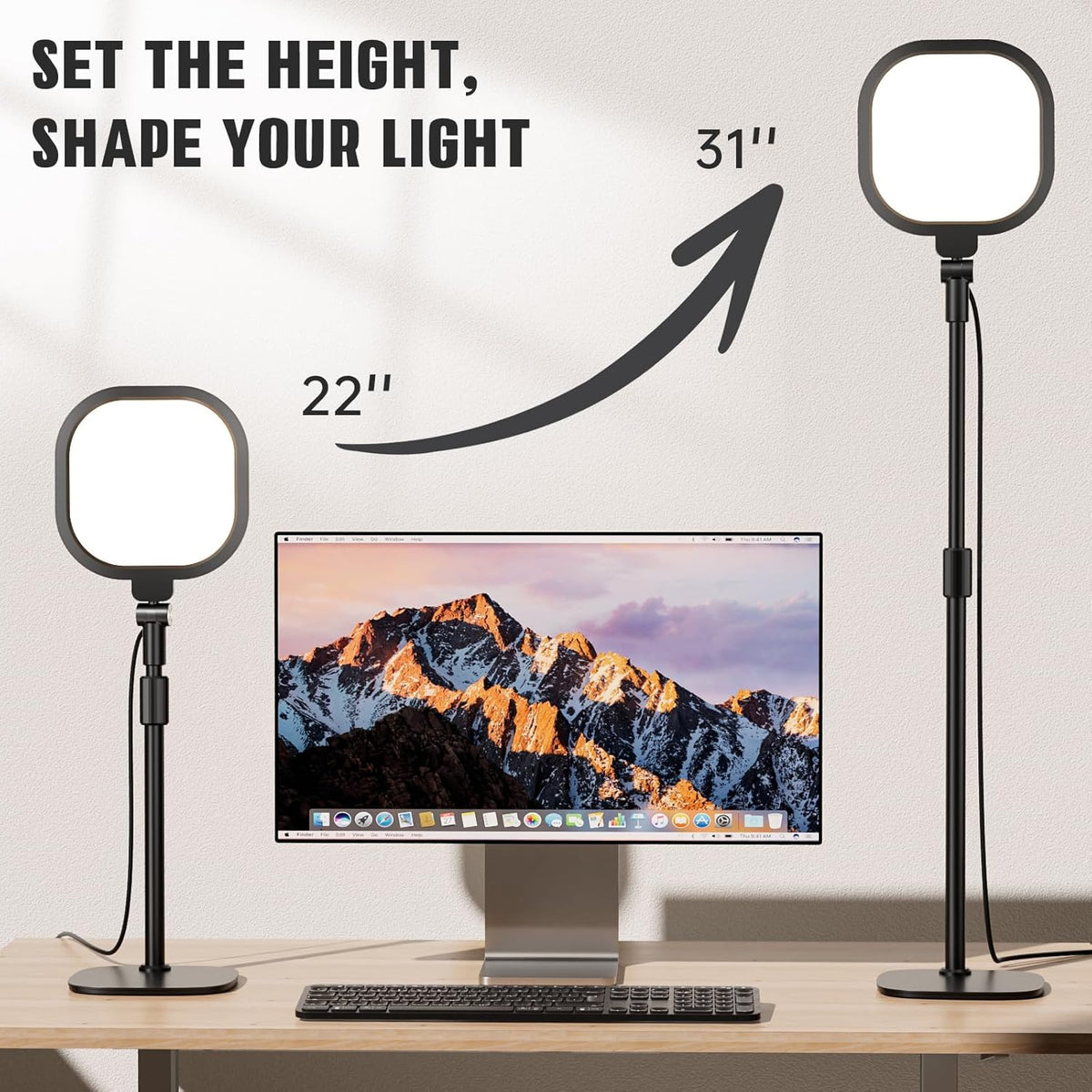 Desk Ring Light with Stand and Phone Holder, 3000K-6500K Dimmable Computer Ringlight for Laptop, Video Conference Light for Zoom Meeting, Video Calls, Webcam, Desktop Light for Video Recording