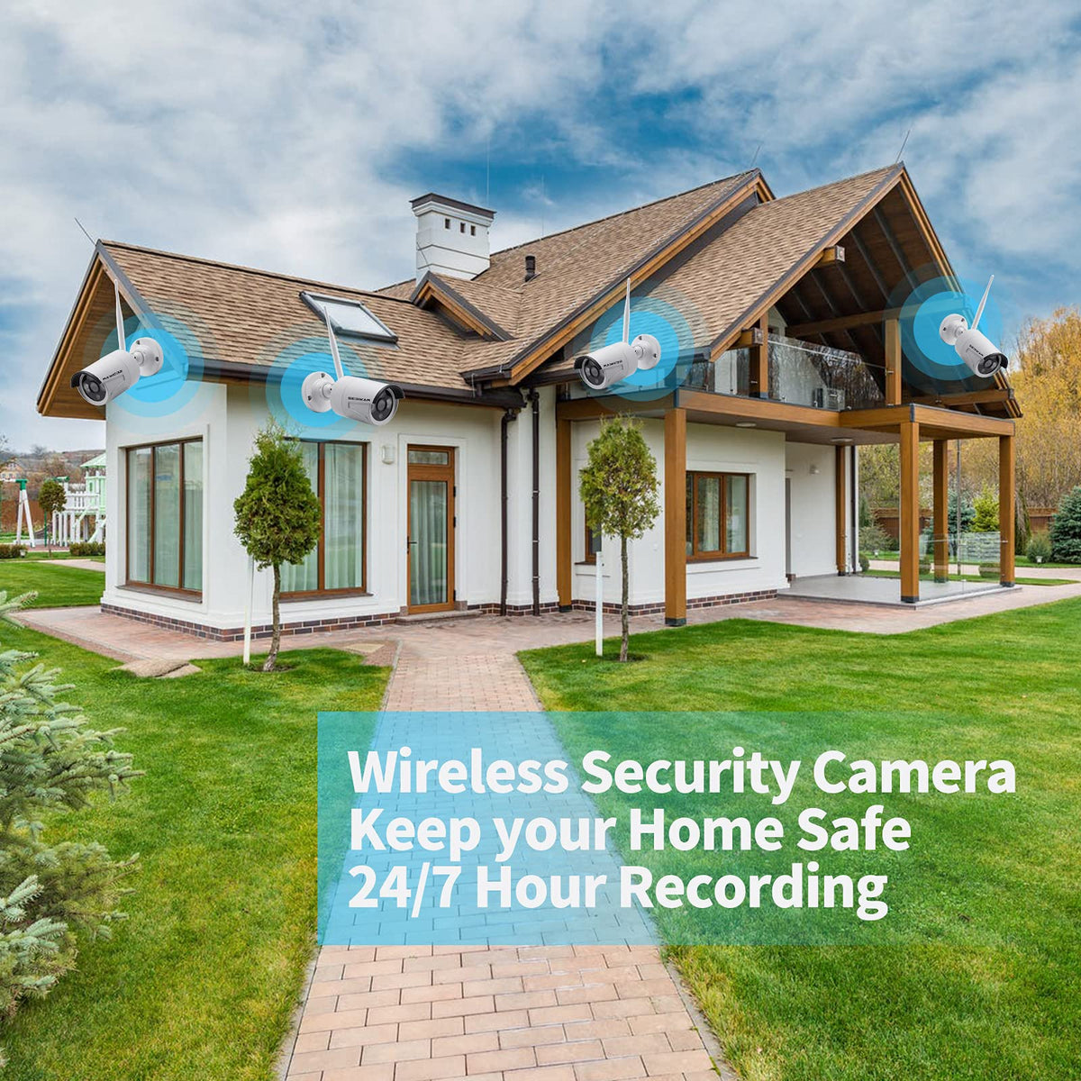 SEBIKAM Wireless Security Camera System with 10.1" Monitor, 4PCS 3MP/2K HD Cameras | 2-Way Audio | Local & Remote View | Night Vision Motion Detection