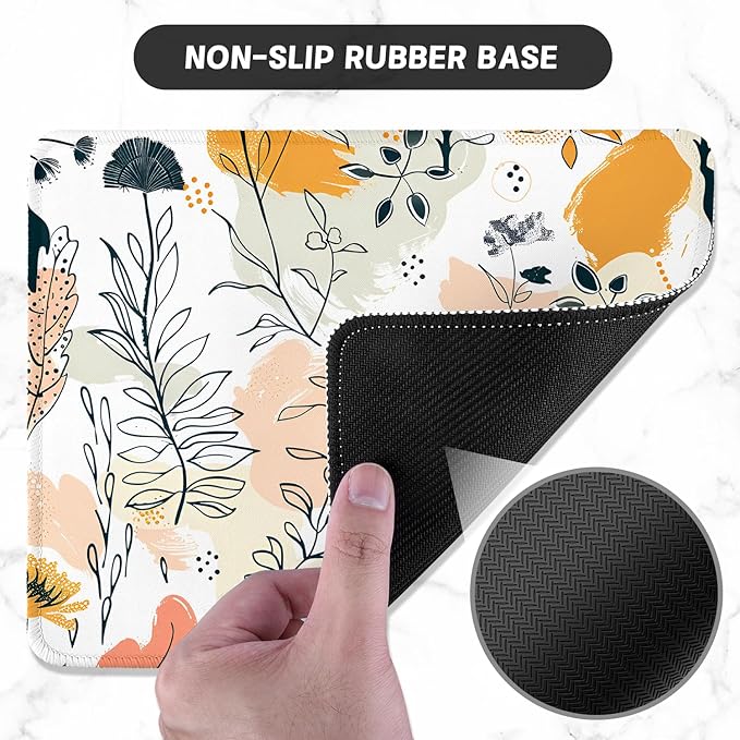 ITNRSIIET Mouse Pad with Stitched Edge Premium Textured Smooth Precise Operation Waterproof Washable Non-Slip Rubber Base Desktop Protection Mat, 10.2×8.3×0.12 inches, Beautiful Flowers