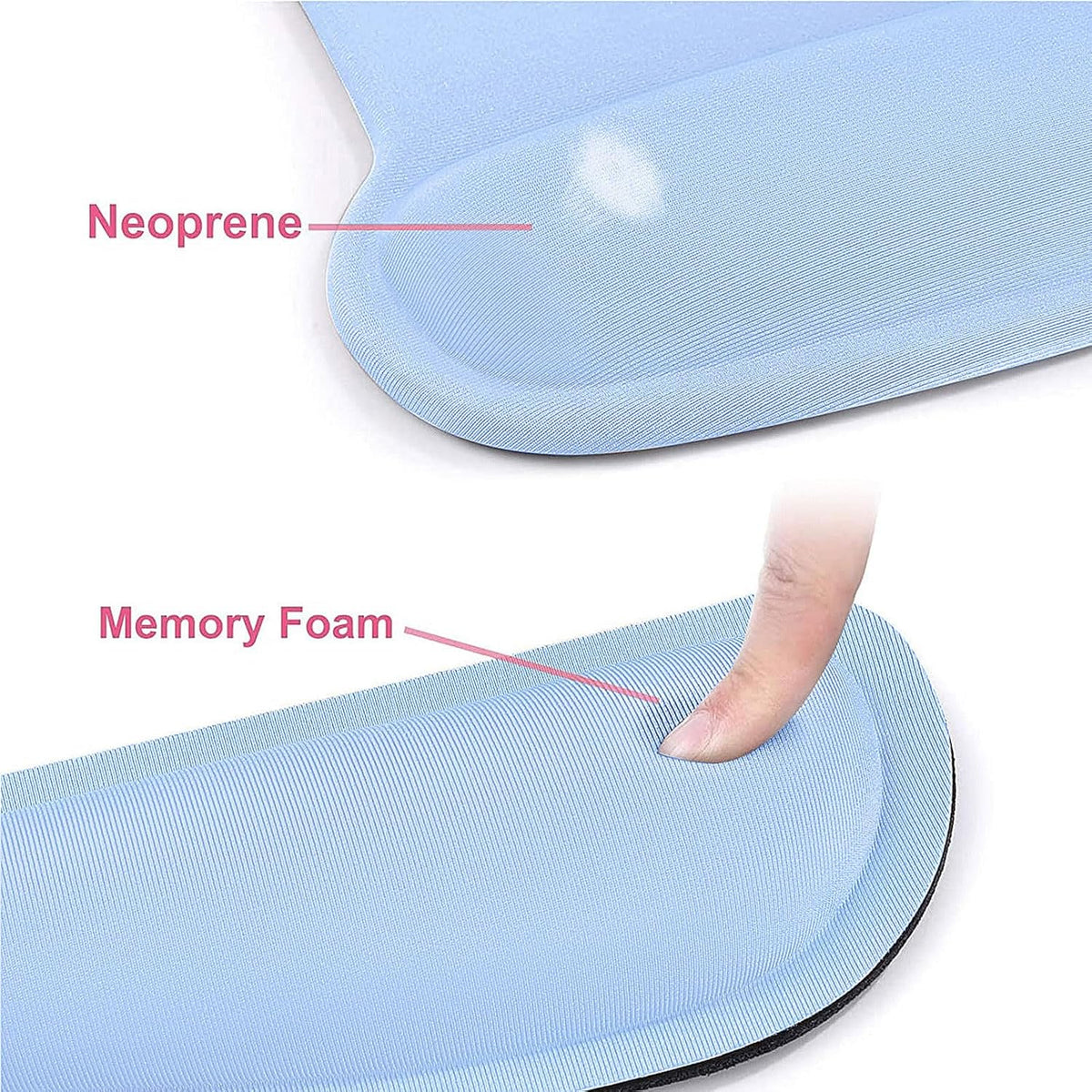 MOSISO Wrist Rest Support for Mouse Pad & Keyboard Set, Ergonomic Mousepad Non-Slip Base Home/Office Pain Relief & Easy Typing Cushion with Neoprene Cloth & Raised Memory Foam, Air Blue