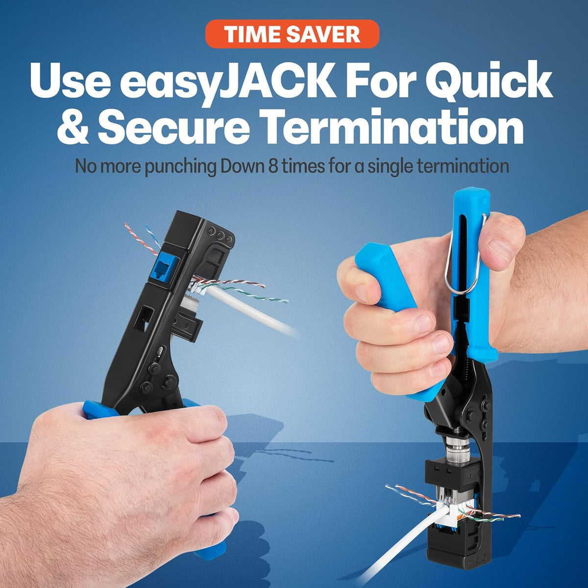 Everest 90° Angled RJ45 Cat6A Keystone Jacks 50-Pack in Blue - Slim Profile Female RJ45 Connectors - Cat 6A Keystone Jack - Compatible with 90° Angled Speed Termination Tool - easyJACK (B094WB91H3)