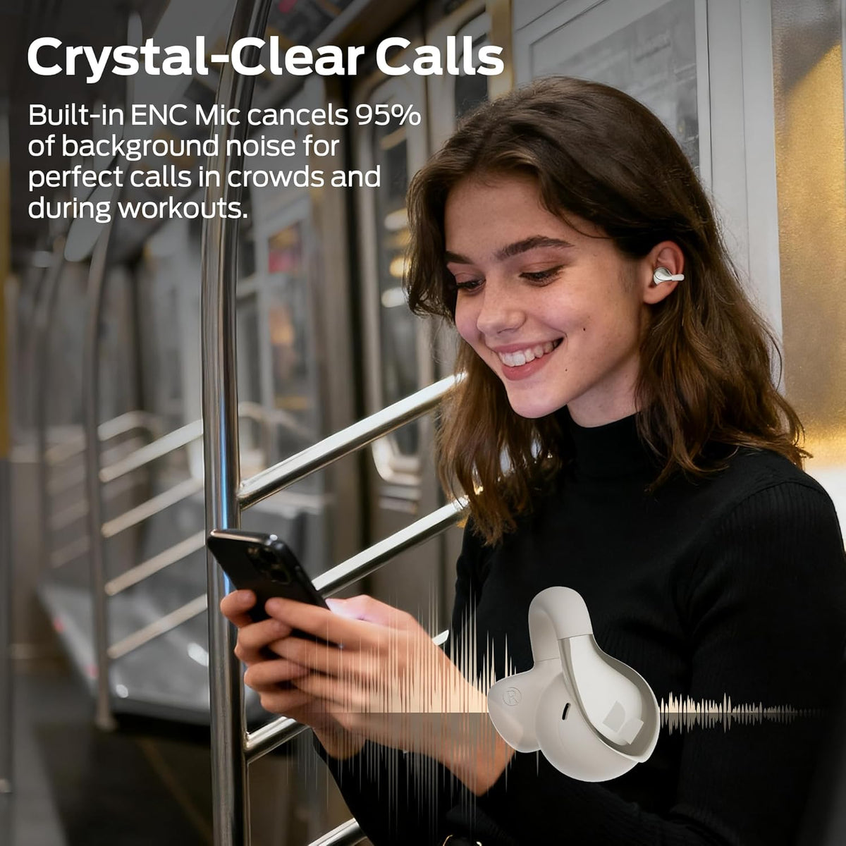 AC225 6.0 36H IPX6 Monster Open Ear Earbuds, Stereo Sound, Bluetooth Open Ear Headphones, Lightweight Comfort Clip-On