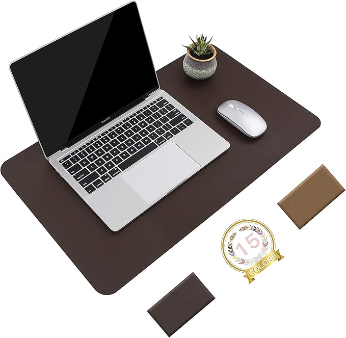YSAGi Non-Slip Leather Desk Pad, Waterproof Laptop Computer Desk Keyboard Mat, Table Protector Blotter Mat, Large Mouse Pad for Office/Work/Home/Decor(Dark Brown, 23.6" x 13.7")