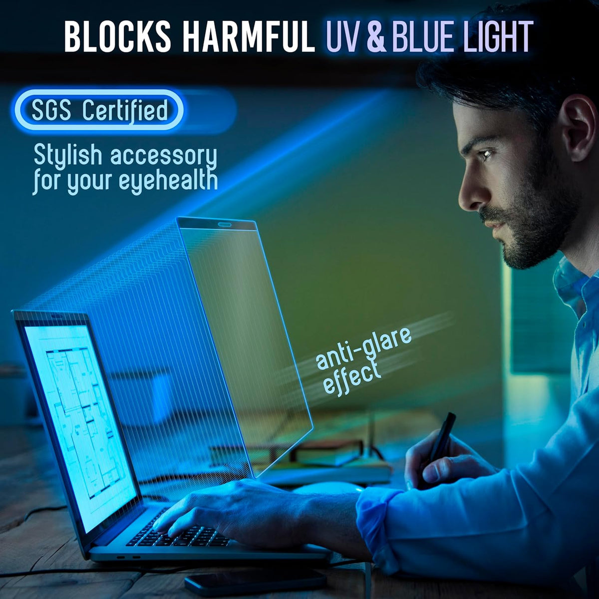 VINTEZ Magnetic Blue Light Screen Protector Compatible With MacBook Air 13" 2018, 2019, 2020, 2021, M1 Anti Blue Light Blocking Filter for Laptop