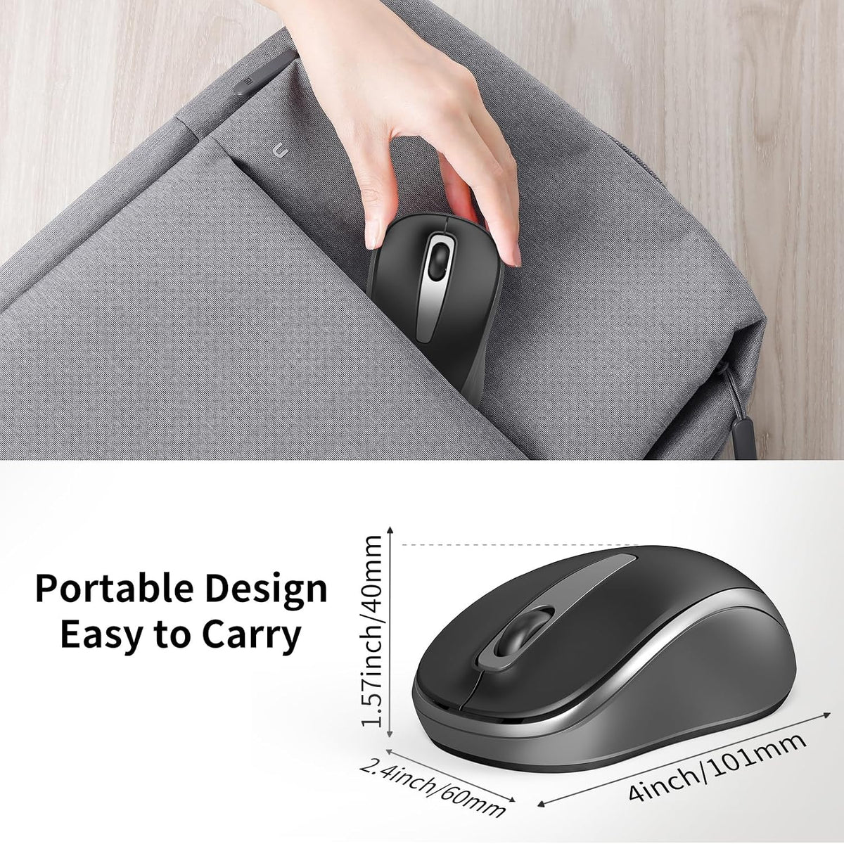 ACOZYKITTEN 2.4G Wireless Mouse for Portable Computer, Noiseless Mouse with USB Receiver, Ergonomics Cordless Optical