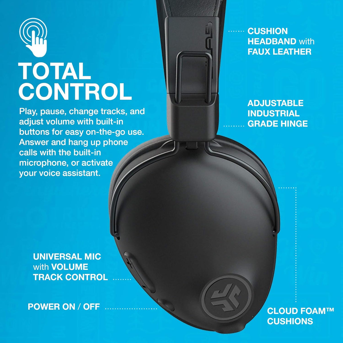 JLab Studio Pro Wireless Over-Ear Headphones, Black, 50+ Hour Bluetooth 5 Playtime, EQ3 Sound, Ultra-Plush Faux Leather & Cloud Foam Cushions, Track and Volume Controls