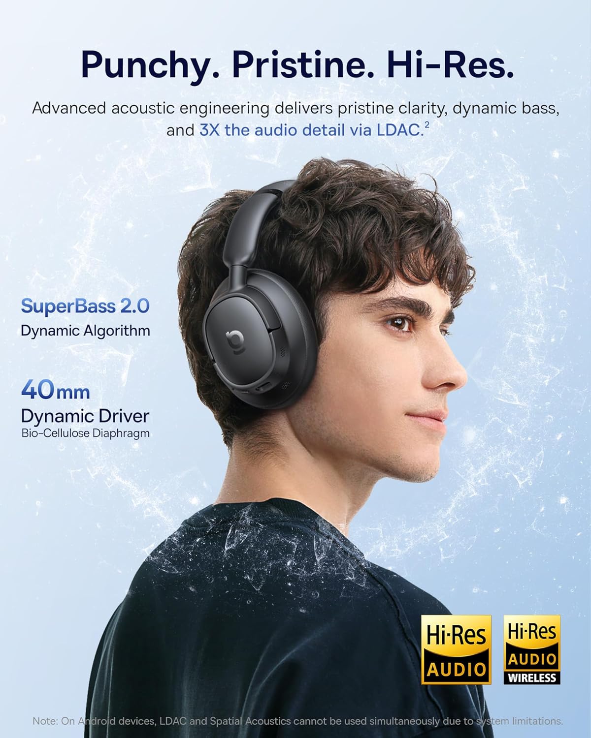 Baseus Bass BH1 NC Adaptive Active Noise Cancelling Headphones, Real-Time Adaptive Hybrid ANC, SuperBass 2.0, LDAC Hi-Res Sound, 80H Playtime, 5-Mic AI Clear Calls, Comfortable Fit, Bluetooth 6.0