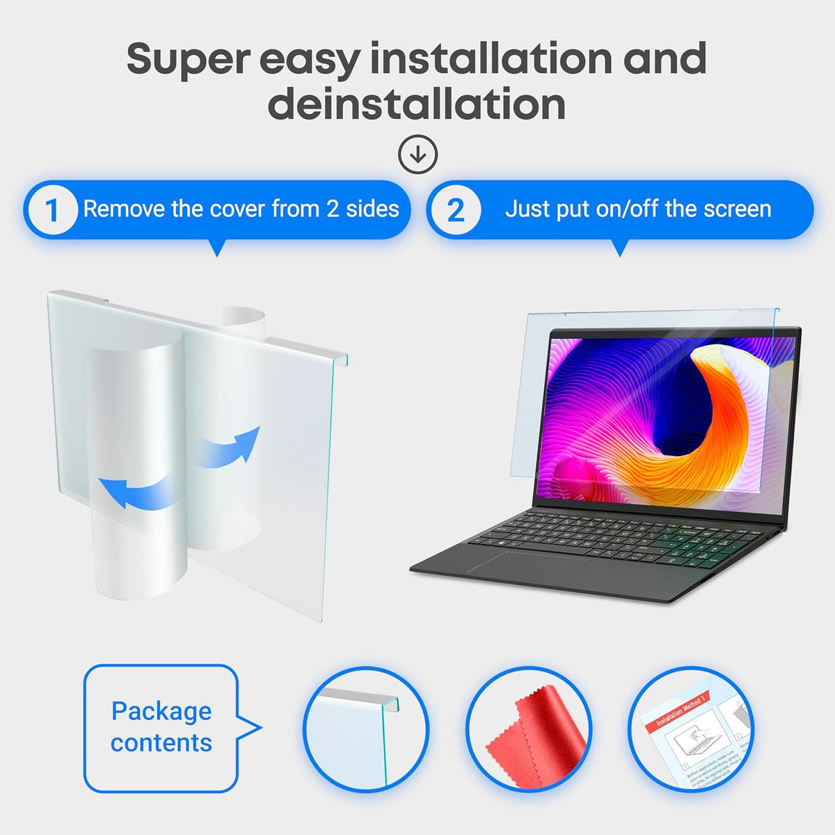 VINTEZ Blue Light Screen Protector for 14 Inch Computer Monitor and Laptop – Anti-UV Blue Light Blocking Film for Desktop PC, Eye Protection Filter, 12.6" x 8.1", 2 Pack