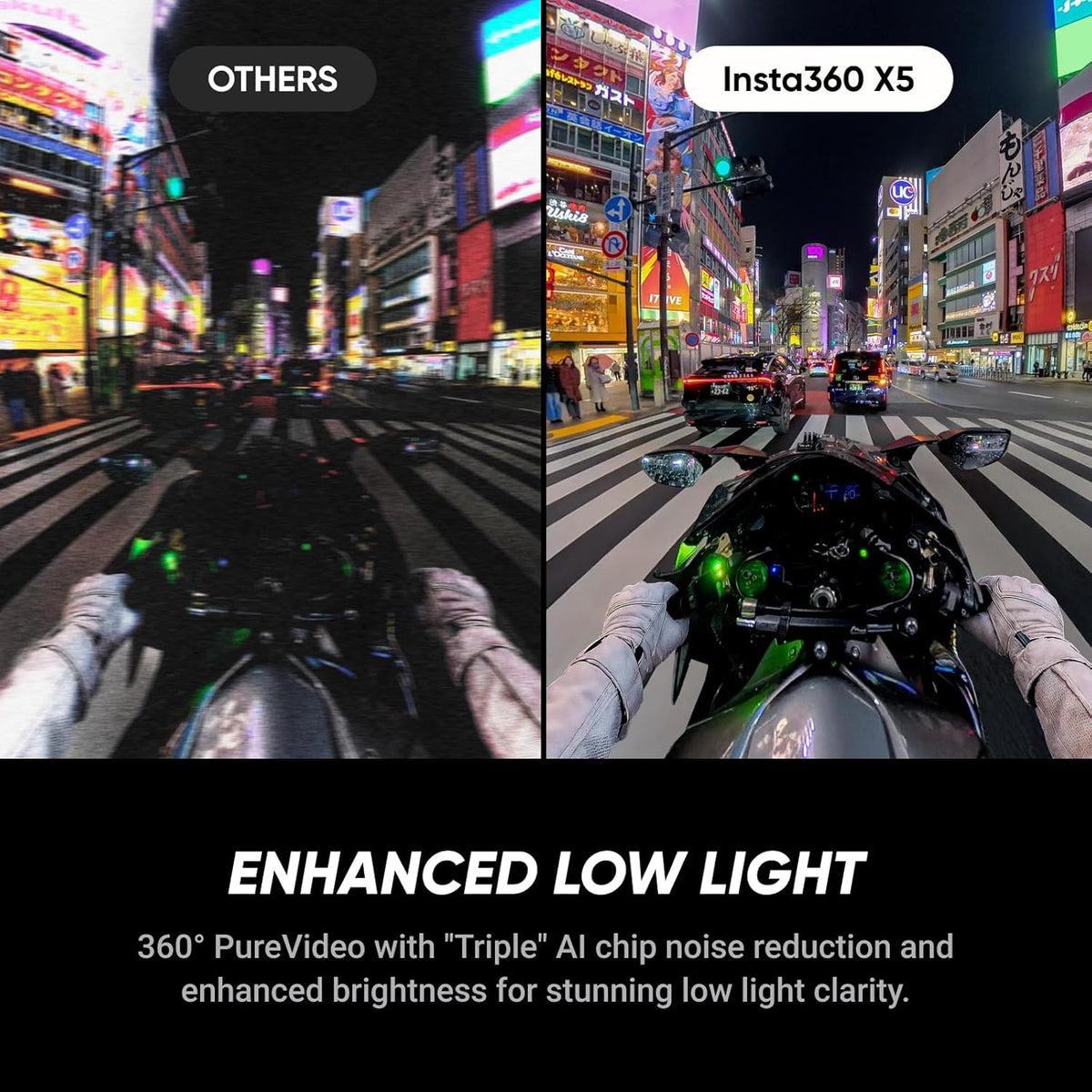 Insta360 X5 Essentials Bundle - Waterproof 8K 360° Action Camera, Leading Low Light, Invisible Selfie Stick Effect, Rugged and Replaceable Lens, 3-Hour Battery, Built-in Wind Guard, Stabilization