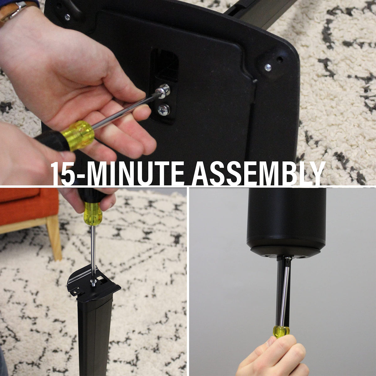 Sanus Speaker Stand for Sonos Era 100 Speakers - Height Adjustable Single Stand w/Easy 3 Step Install - Includes Rubber Feet & Carpet Spikes - Black