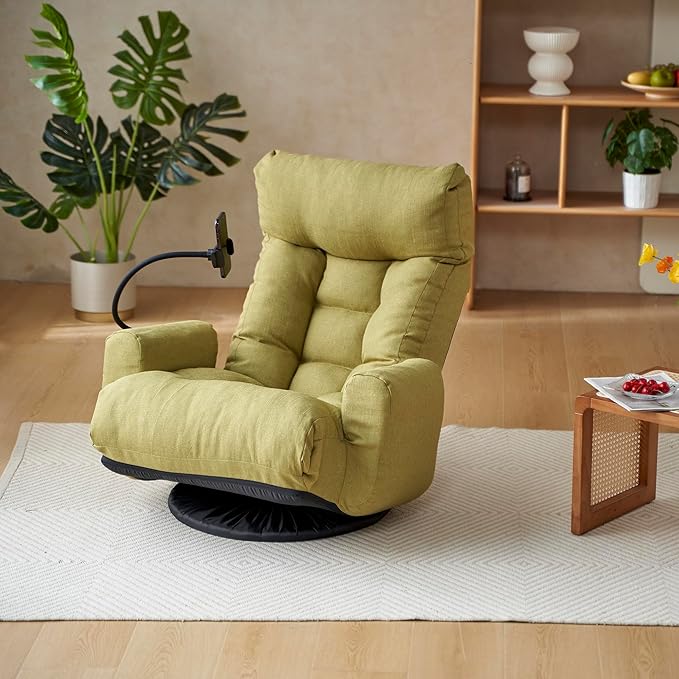 360° Swivel Sofa ChairGaming ChairLiving Room Lounge Chair5-Position Adjustable Head and LumbarSwivel Seat Indoor Coffee Chair (Green)