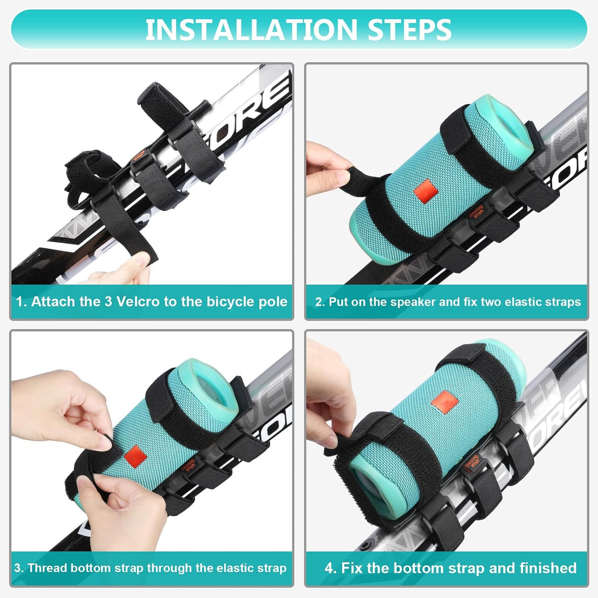 Desing Wish 2-3.5 Inches Non-Slip Bike Speaker Mount for Bluetooth Speakers in Diameter, Portable Mount Adjustable