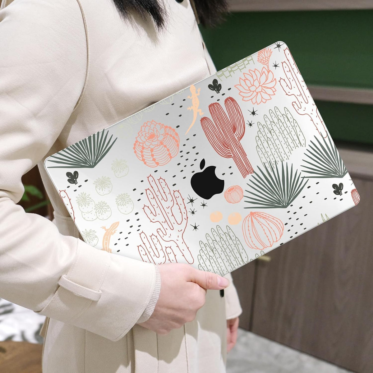 MEEgoodo Case for MacBook Air M4/M3/M2 13.6 inch 2025 2024 2022, Fit Model A3240 A3113 A2681, Compatible with MacBook Air 13 inch, Laptop Hard Shell Case with Keyboard Cover, Cacti