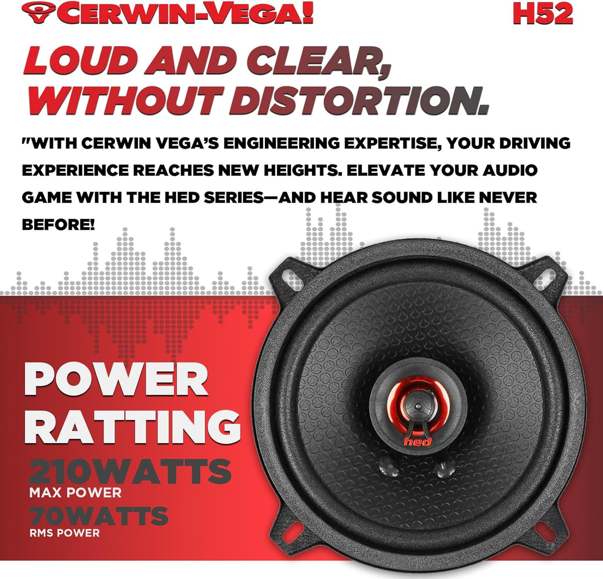 CERWIN-VEGA! HED 2025 Edition Coaxial Speaker – 5.25” 2-Way Coaxial Full Range Speaker System - H52
