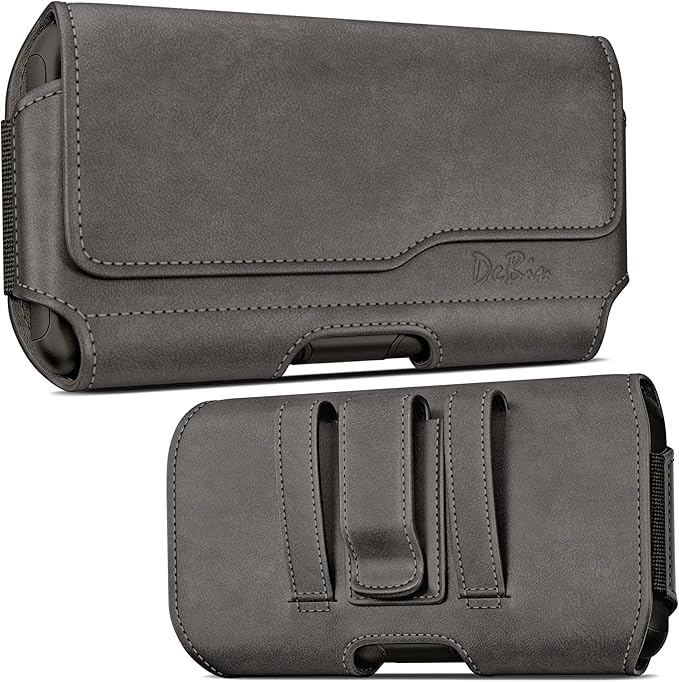 DeBin Case for Galaxy S26 S25 S24 5G S23, S22, S21, S20, S10, S9, A10e, A01, Note 10, Cell Phone Belt Holster Clip Pouch Holder Cover (Fits Samsung with Case on) Pewter