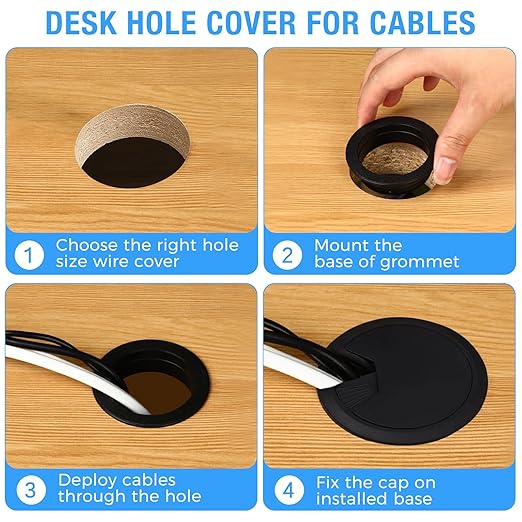 Desk Grommet 2" (50 mm), Desk Cord Hole Cover, Light Grey 2 Pcs