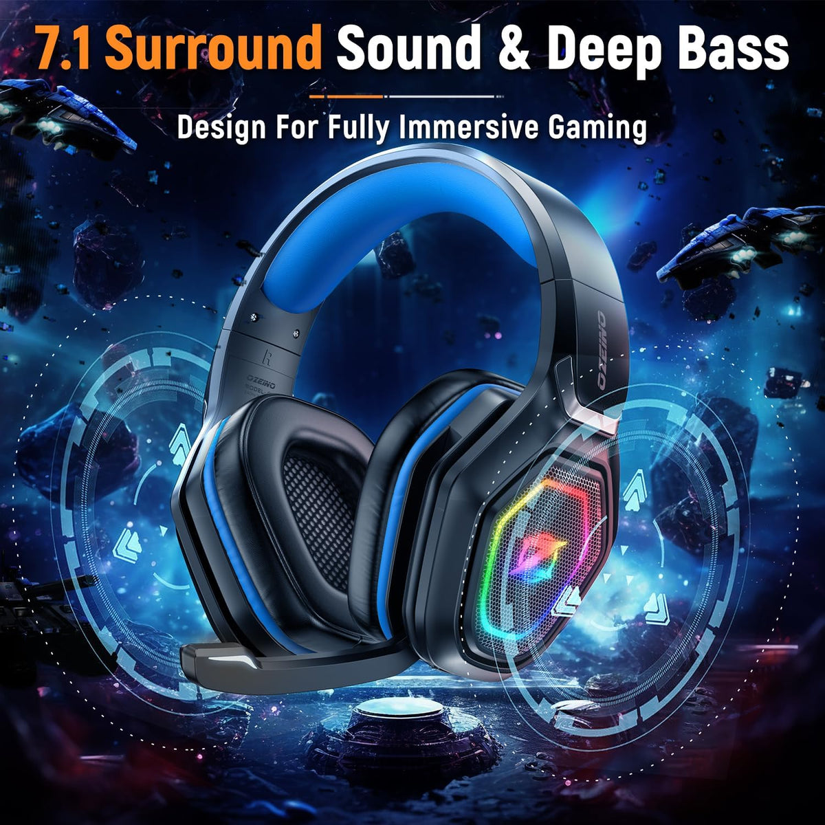Wireless Gaming Headset for PC, Ps5, Ps4 with Flip Microphone
