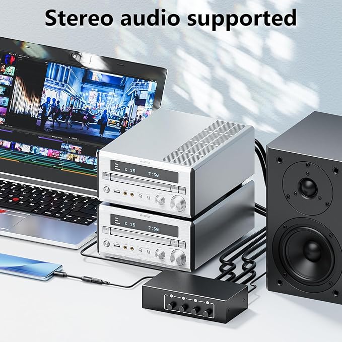 4-Way RCA L/R & 3.5mm Stereo Audio Splitter 1 in 4 Out