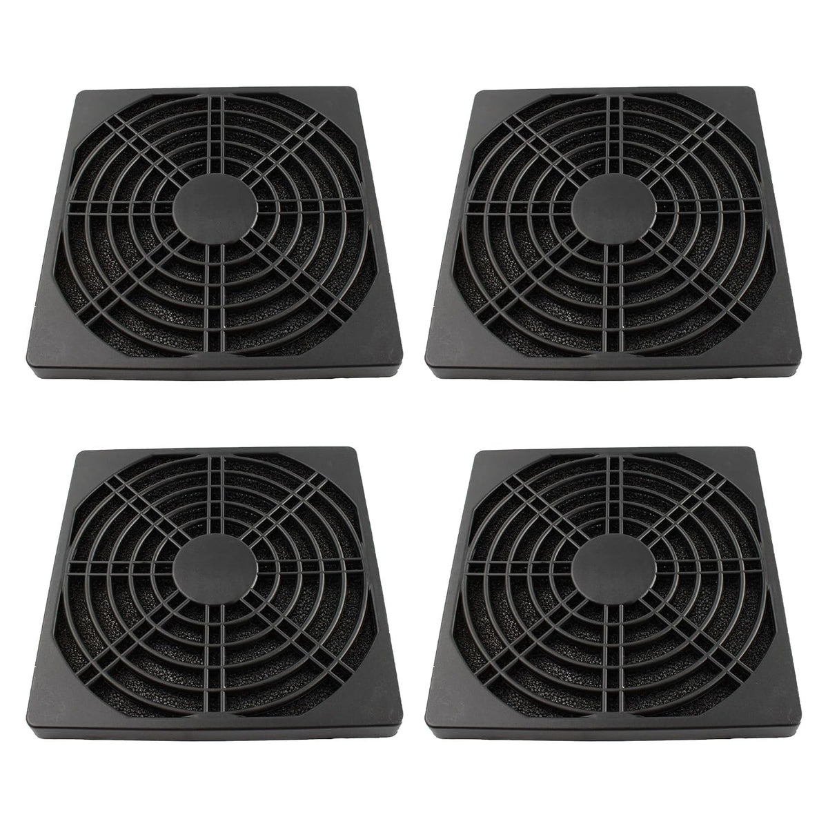Adyoney 4 120mm Pcs Black Square Plastic Cooling Fan Filter Cover, Dust Screen for Filter Fan Chassis, for PC Computer