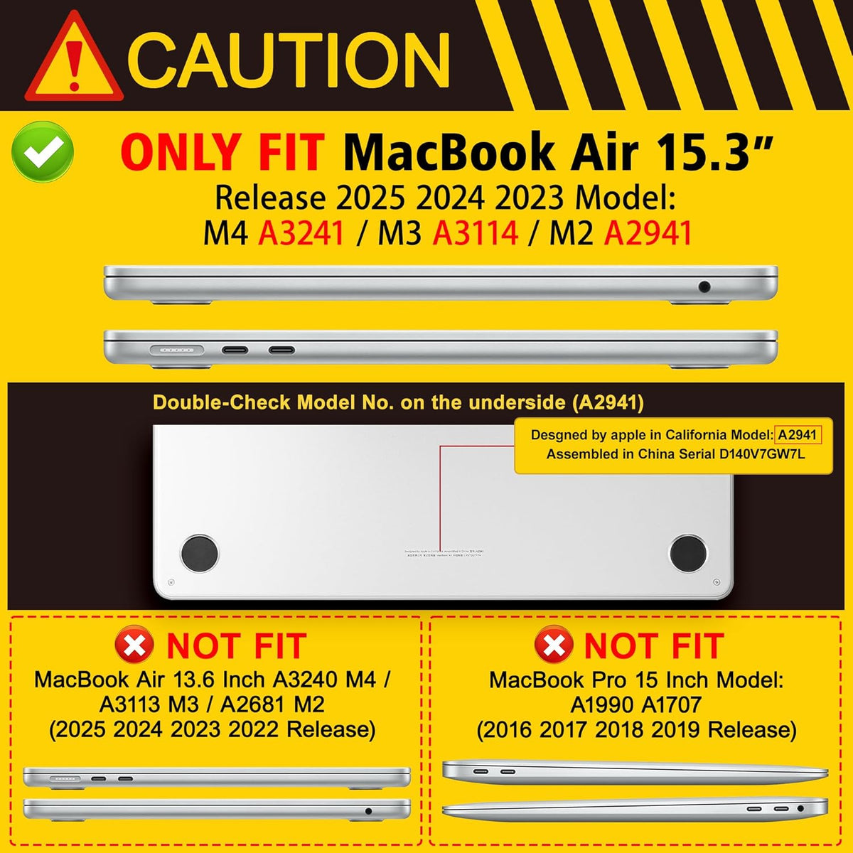 Case for MacBook Air 15 Inch 2025 2024 2023 Release M4 A3241 M3 A3114 M2 A2941, Hard Shell with Screen Protector & Keyboard Cover, Compatible with Touch ID, Flowers Print
