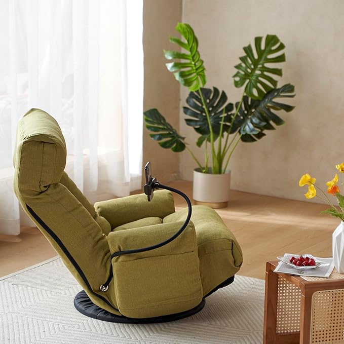 360° Swivel Sofa ChairGaming ChairLiving Room Lounge Chair5-Position Adjustable Head and LumbarSwivel Seat Indoor Coffee Chair (Green)