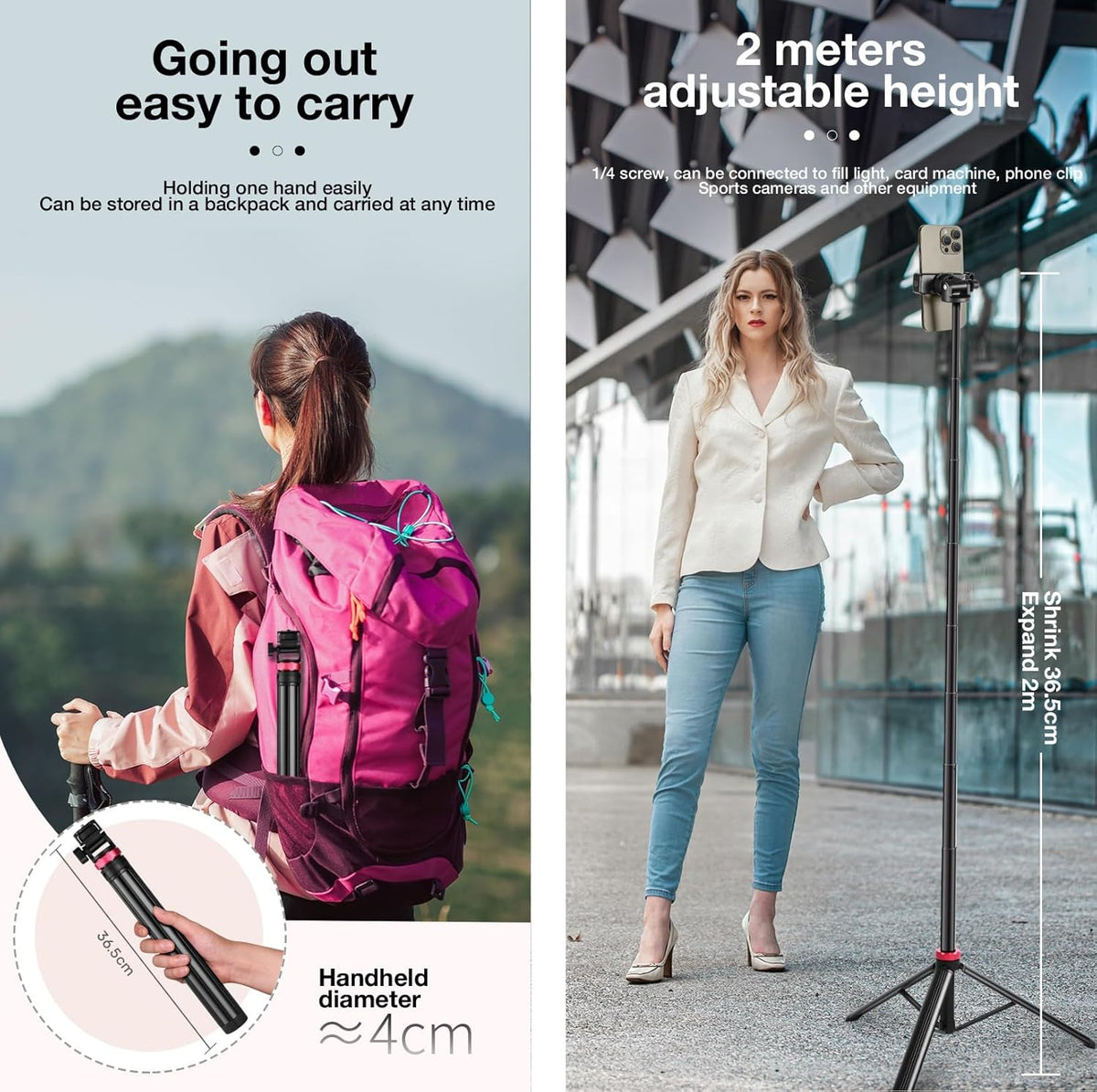 AceTaken 80'' 8 7P 7 6 5 4 4 3 2 1 6 5 4 3 2 1 Osmo-Mobile Floor Tripod-Stand Holder for DJI Osmo Mobile SE /