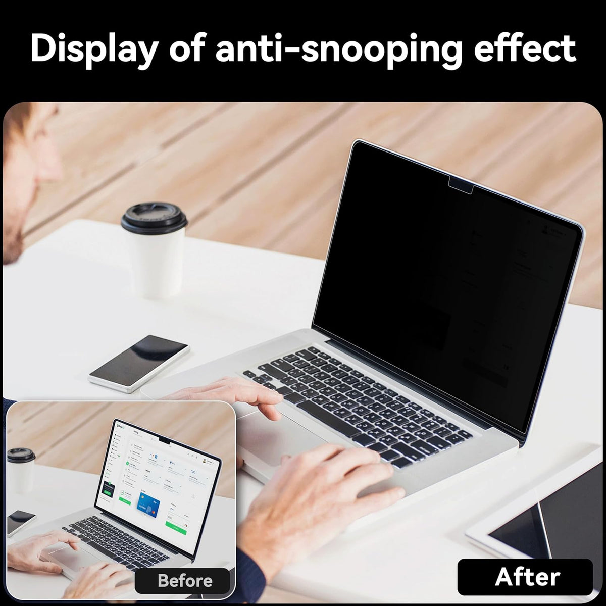 IPROKKO 360° Privacy Screen MacBook Air 15 inch (2023, 2024, 2025,M2,M3,M4),Matte Anti Glare Blue Light 15" Mac Scratch Resistant Laptop Screen Protector Filter