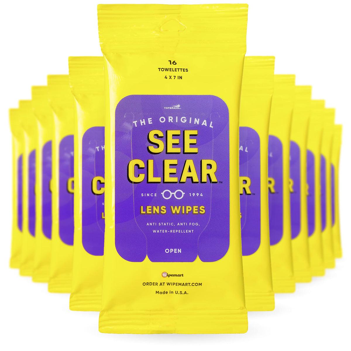 See Clear Original Lens Cleaning Wipes - Pre-Moistened Eyeglass & Screen Cleaning Cloth Towelettes - Streak Free, Scratch Free Lens & Electronic